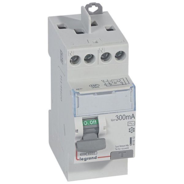 Differential switch DX³-ID high inlet and high outlet with screw - 2P 230V~ 25A type AC 300mA - 2 modules image 1