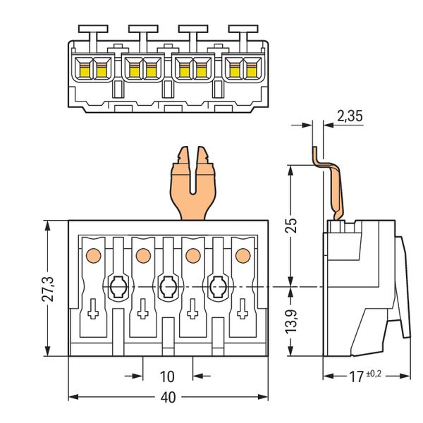 Lighting connector push-button, external with angled snap-in ground co image 5