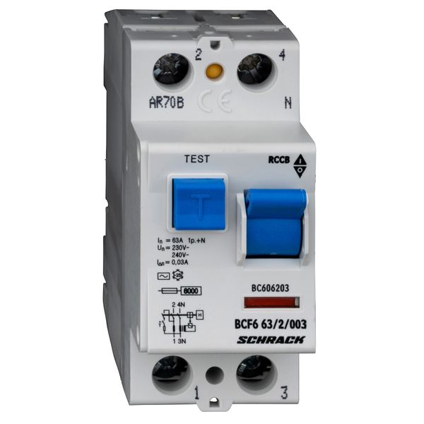 Residual current circuit breaker 63A, 2-p, 30mA,type AC, 6kA image 4