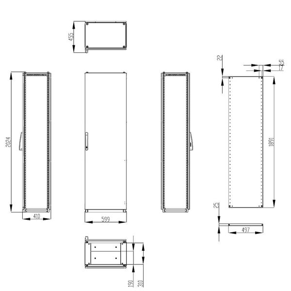 Modular enclosure 1 door IP55 H=2000 W=600 D=400 mm image 6