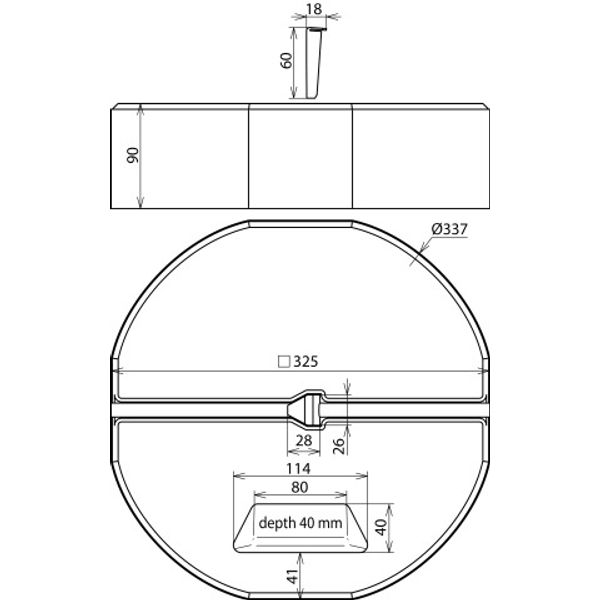 Concrete base C45/55 17 kg f. wedge mount. D337mm H90mm f.air-term. ro image 2