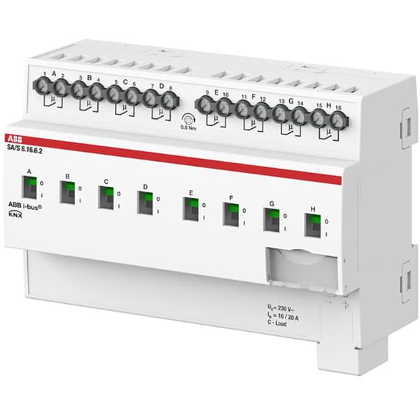 SA/S8.16.6.2 Switch Actuator, 8-fold, 16 A, C-Load, Energy Function, MDRC image 1