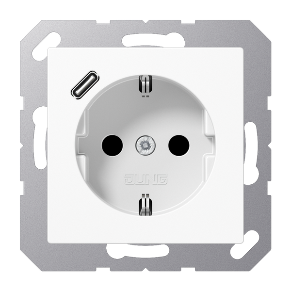 SCHUKO socket with USB type C A1520-18CWW image 1