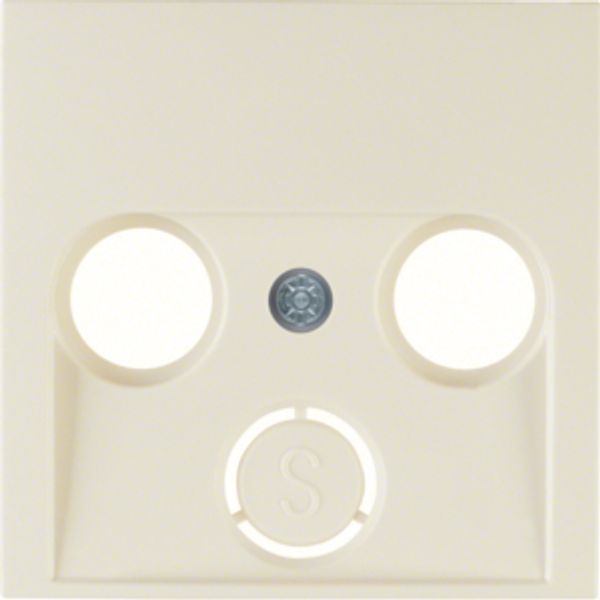 Centre plate for aerial soc. 2-/3hole, S.1, white glossy image 1
