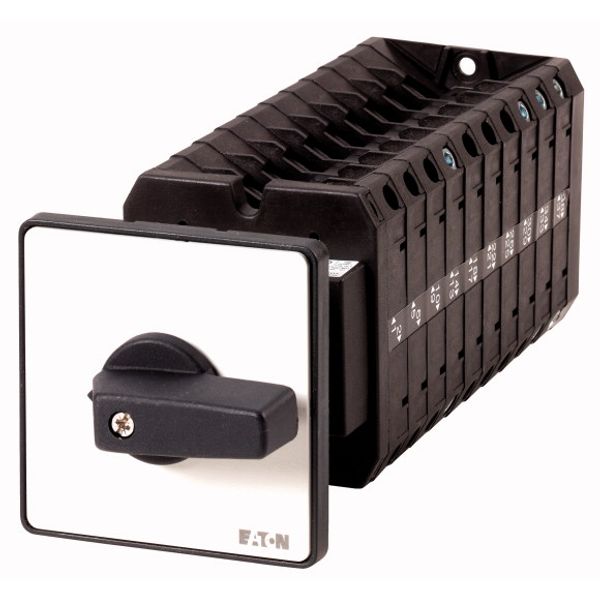 On-Off switch, T5, 100 A, rear mounting, 10 contact unit(s), 20-pole, with black thumb grip and front plate image 1