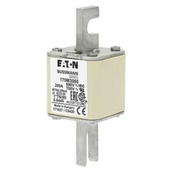 Fuse-link, high speed, 200 A, AC 690 V, compact DIN 1, 45 x 58 x 104 mm, aR, DIN, IEC, single indicator image 3