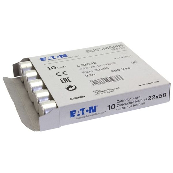 Fuse-link, LV, 32 A, AC 690 V, 22 x 58 mm, gL/gG, IEC image 1