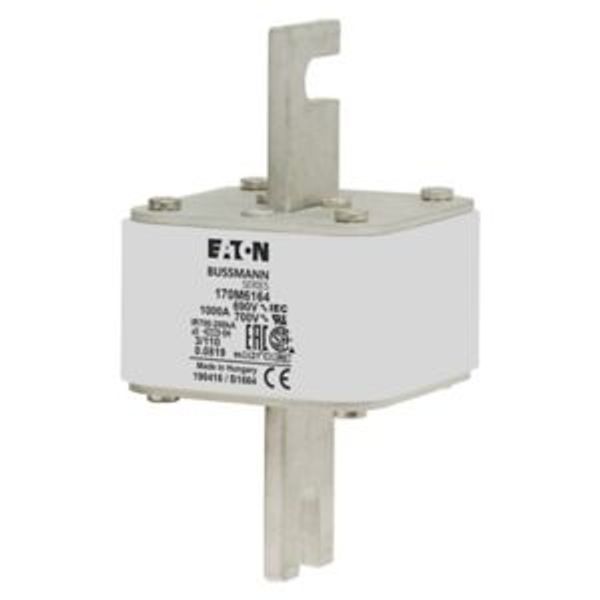 Fuse-link, high speed, 1000 A, AC 690 V, DIN 3, 76 x 90 x 139 mm, aR, DIN, IEC, single indicator image 4