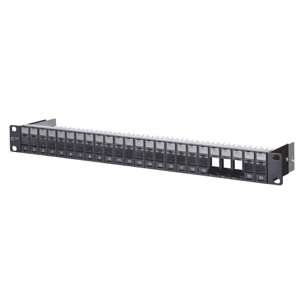 Keystone 19 inch module frame 1RU 24 port black unequipped, shielded image 1