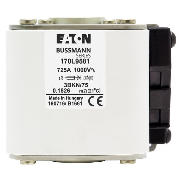 Fuse-link, high speed, 725 A, AC 1000 V, Size 3, 76 x 92 x 75 mm, aR, IEC, single indicator image 5