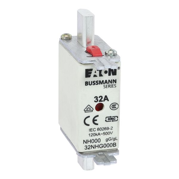 Fuse-link, LV, 32 A, AC 500 V, NH000, gL/gG, IEC, dual indicator, live gripping lugs image 24
