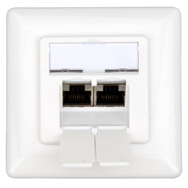 Data Outlet 2xRJ45 shielded Cat.6, UAE, 80x80mm, RAL9010 image 2