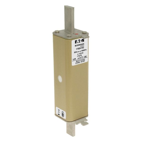 Fuse-link, high speed, 50 A, DC 1600 V, compact size 1, 43 x 58 x 207 mm, aR, IEC, with indicator image 16