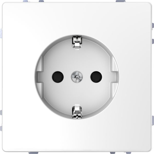 SCHUKO socket-outlet, shutter, screwless terminals, lotus white, System Design image 1