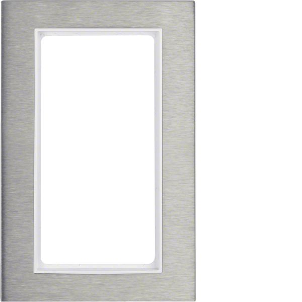 Frame l. cut-out, B.7, stainless steel/p. white matt, metal brushed image 1