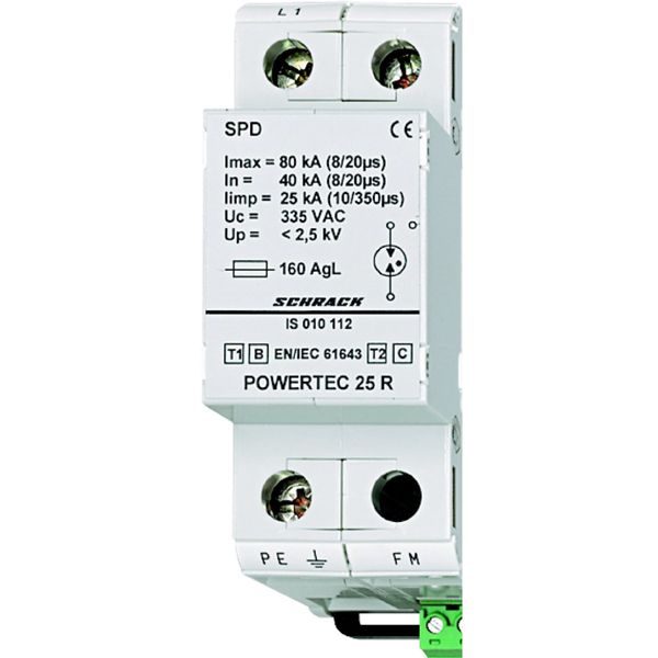 Lightning arrester, 25kA, Class 1/2, B/C + auxiliary contact image 1