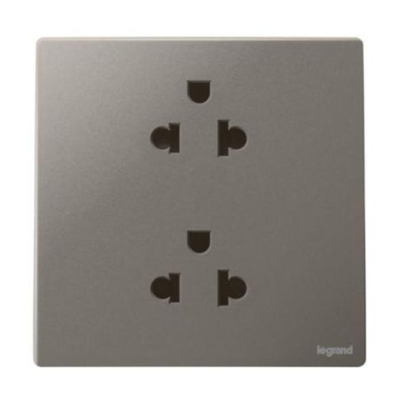 Mallia Senses - 1 gang EURO/US socket outlet - 16A - 2 x 2 Poles with earth - Dark Silver image 1