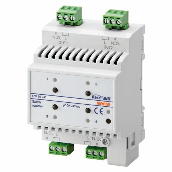 SWITCH ACTUATOR - 4 CHANNELS - 10A - KNX - IP20 - 4 MODULES - DIN RAIL MOUNTING image 2