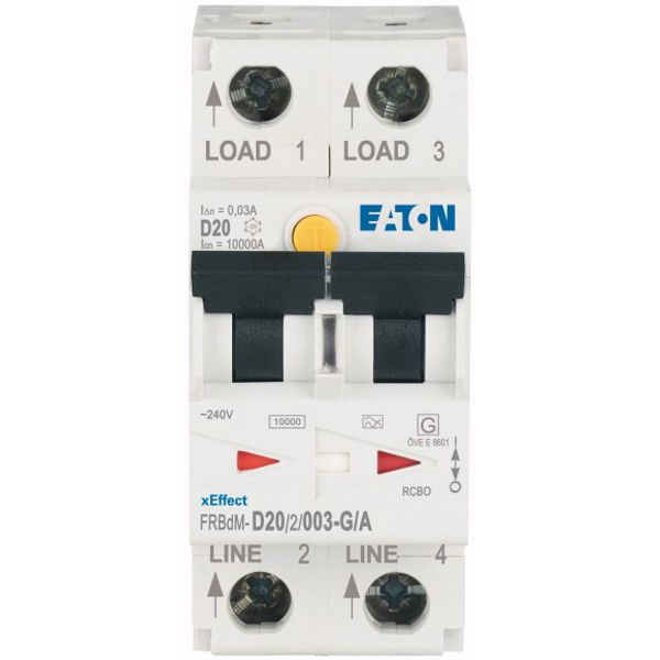 Electronic RCD/MCB combination, 20 A, 30 mA, MCB trip characteristic: D, 2p, RCD trip characteristic: A image 2