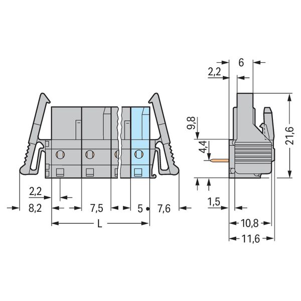 THT female header angled Pin spacing 7.5 mm gray image 4