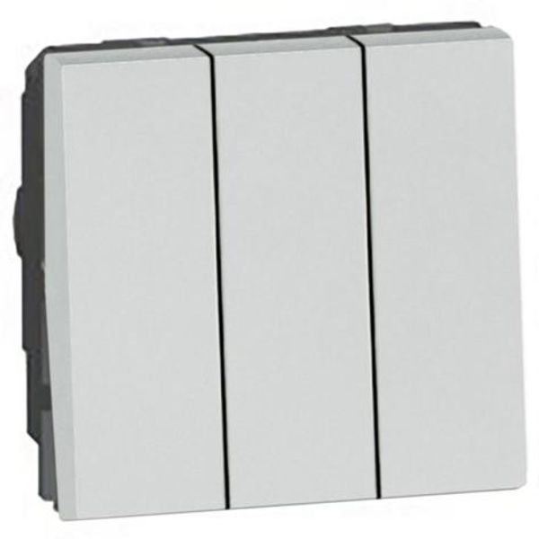 Arteor™ - 1-way switch 20 AX 250 V~ - 3-gang - 2 modules - Soft Alu image 1