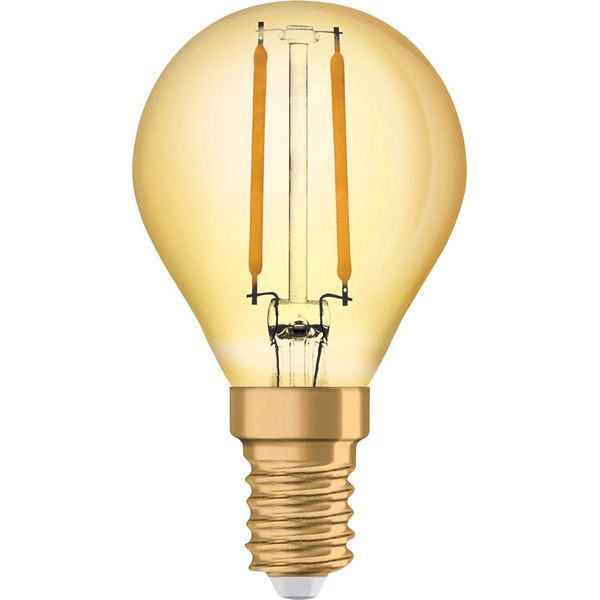 LED Bulb Filament E14 1.4W P45 2500K Gold Ledvance image 1