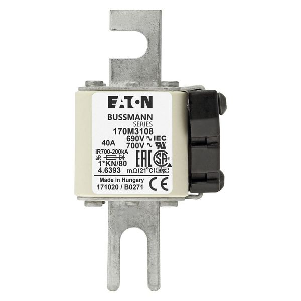 Fuse-link, high speed, 40 A, AC 690 V, compact DIN 1, 45 x 59 x 104 mm, aR, DIN, IEC, single indicator image 6