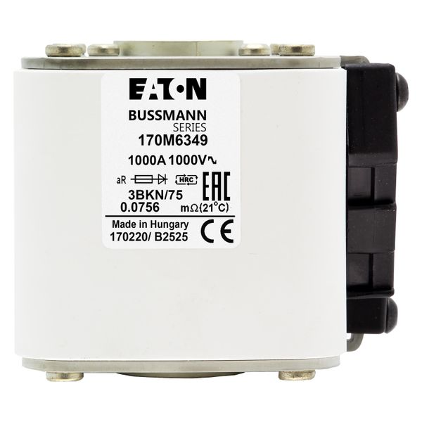 Fuse-link, high speed, 1100 A, AC 1000 V, size 3, 76 x 92 x 76 mm, aR, IEC, UL, single indicator image 9