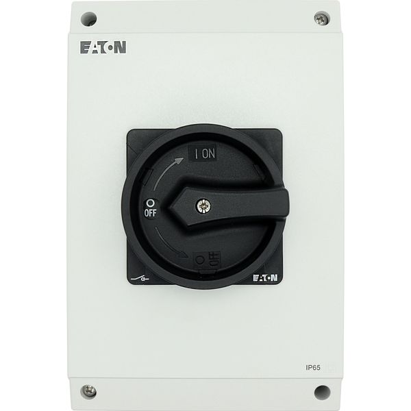 Main switch, P3, 63 A, surface mounting, 3 pole, 1 N/O, 1 N/C, STOP function, With black rotary handle and locking ring, Lockable in the 0 (Off) posit image 53