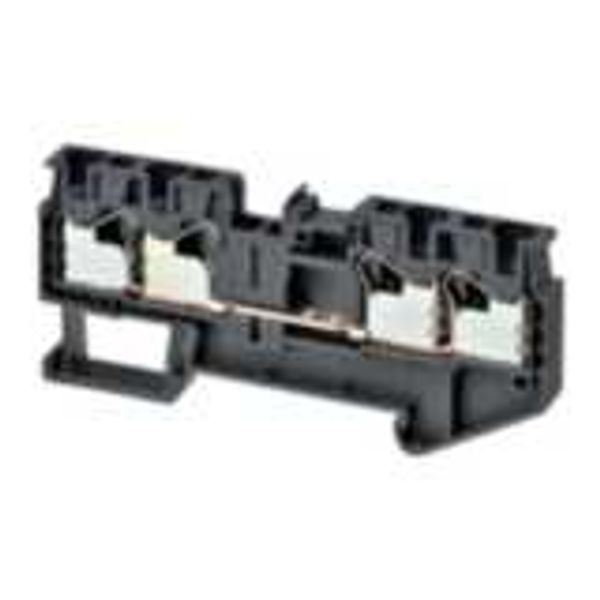 Multi conductor feed-through DIN rail terminal block with 4 push-in pl image 1