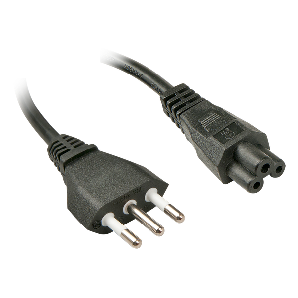 2m IT to C5 Mains Cable Italian Mains Plug to IEC C5 Connector image 1