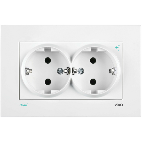 Karre Clean White Two Gang Earthed Socket image 1