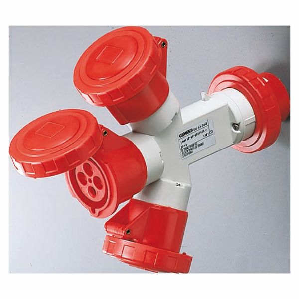 MULTIPLE SOCKET-COUPLERS 3 OUTPUTS IP67 - PLUG 32A - 2 SOCKET-OUTLETS 3P+E 400V 50/60HZ - RED - 6H image 2