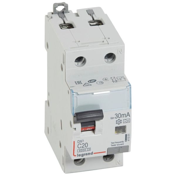 RCBO - DX³ 6000 -10 kA -1P+N-230 V~ -20 A -30 mA -A type -N right hand image 1