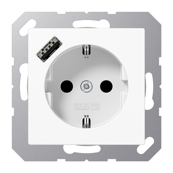 SCHUKO socket with USB type A A1520-18AWW image 1