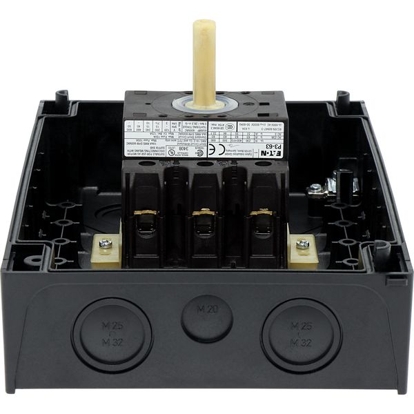 Main switch, P3, 63 A, surface mounting, 3 pole, STOP function, With black rotary handle and locking ring, Lockable in the 0 (Off) position image 46