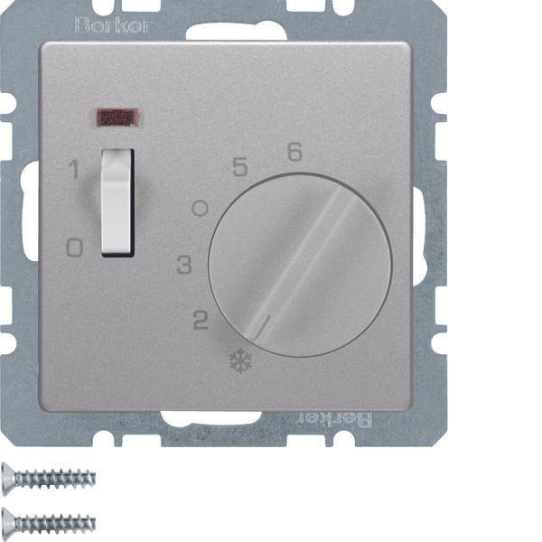 therm. w. NC cont., Centre pl., rocker switch a. LED, Q.x, alu velvety image 1