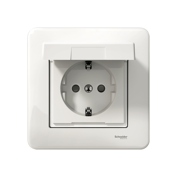 Exxact single socket-outlet with lid IP44 earthed screw white image 4
