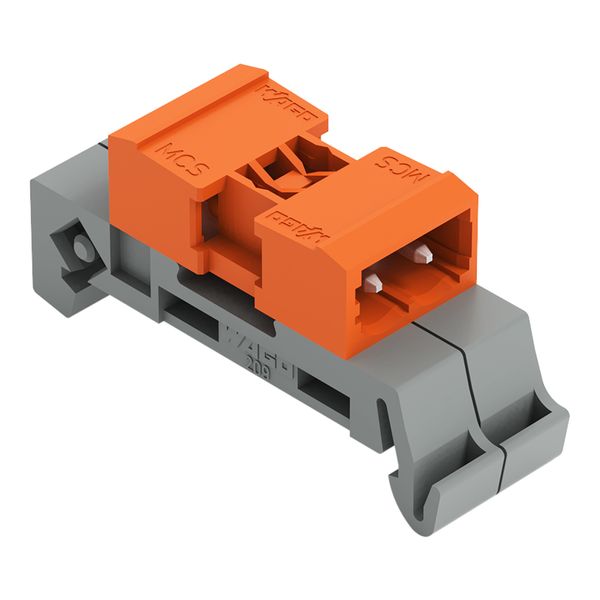 Double pin header DIN-35 rail mounting 2-pole orange image 1