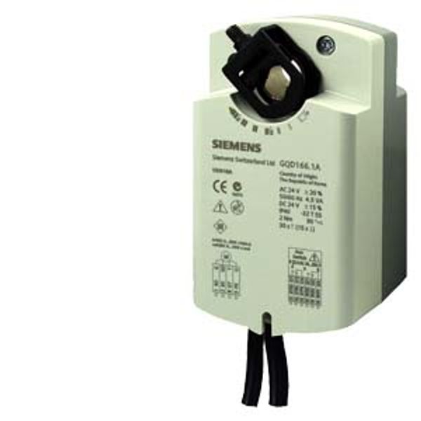 GQD166.1A - Rotary air damper actuator, AC/DC 24 V, DC 0...10 V, 2 Nm, spring return 30/15 s, 2 auxiliary switches image 1