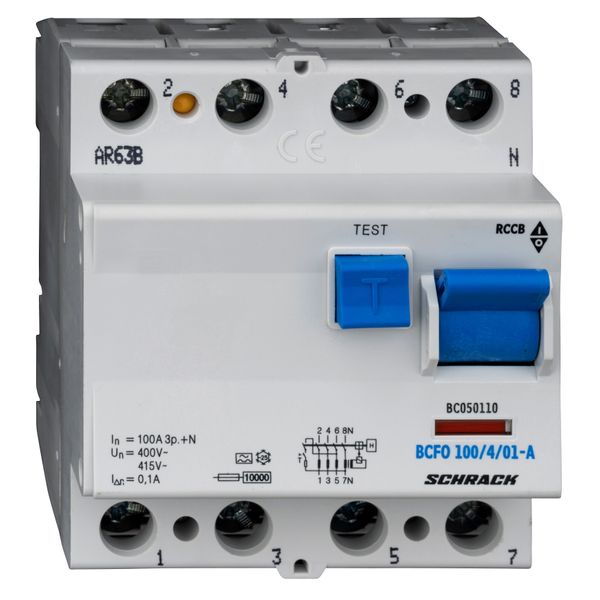 Residual current circuit breaker, 100A, 4-p, 100mA, type A image 5