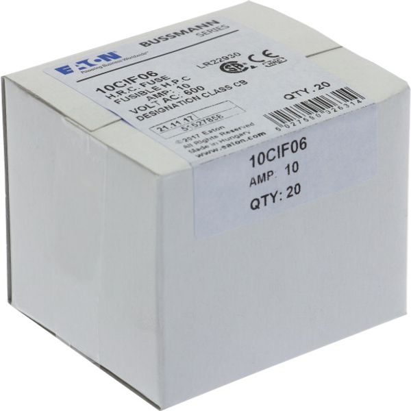 Fuse-link, low voltage, 10 A, AC 600 V, DC 250 V, HRCI-CB, 14 x 61 mm, CSA image 2