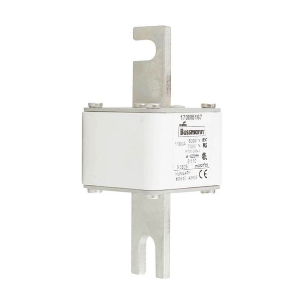 Fuse-link, high speed, 1100 A, AC 600 V, DIN 2, 61 x 61 x 108 mm, aR, DIN, IEC, single indicator, 110 mm centres image 11