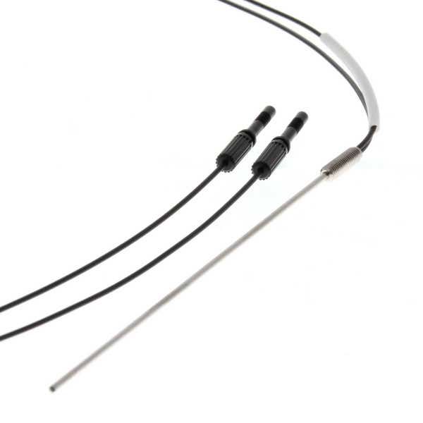 Fiber optic sensor head, diffuse, M3 cylindrical axial with sleeve, diameter 1.2 mm, 90 mm lenght, R1 flexible fiber, 2 m cable E32 6084B image 1