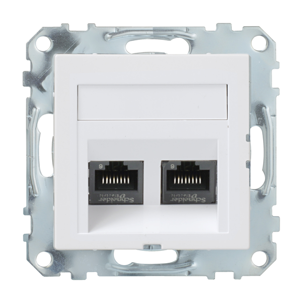 Exxact data socket - RJ45 Cat6 UTP - with fixing frame & centre plate - angled image 4
