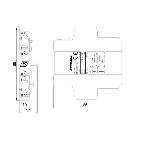 Auxiliary contact side-type for CUBICO, 1NO+1NC image 2