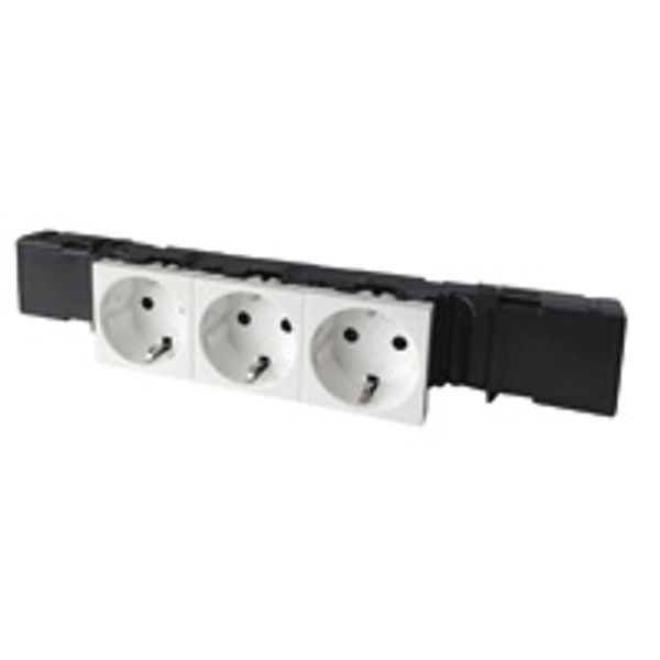 Socket Mosaic -3x2P+E -instal on trunking -automatic term + cable grip -standard image 1