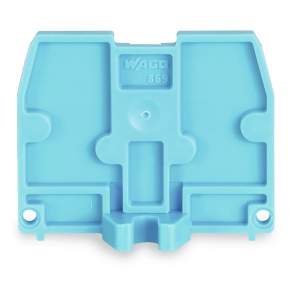 End plate with fixing flange M3 2.5 mm thick blue image 1