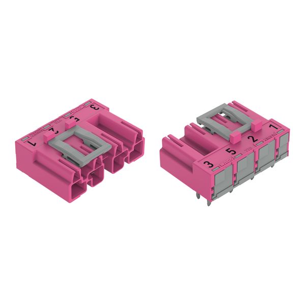 Plug for PCBs angled 4-pole pink image 1