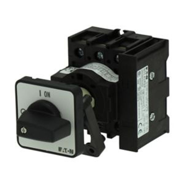 On-Off switch, P1, 40 A, rear mounting, 3 pole, 1 N/O, 1 N/C, with black thumb grip and front plate image 4